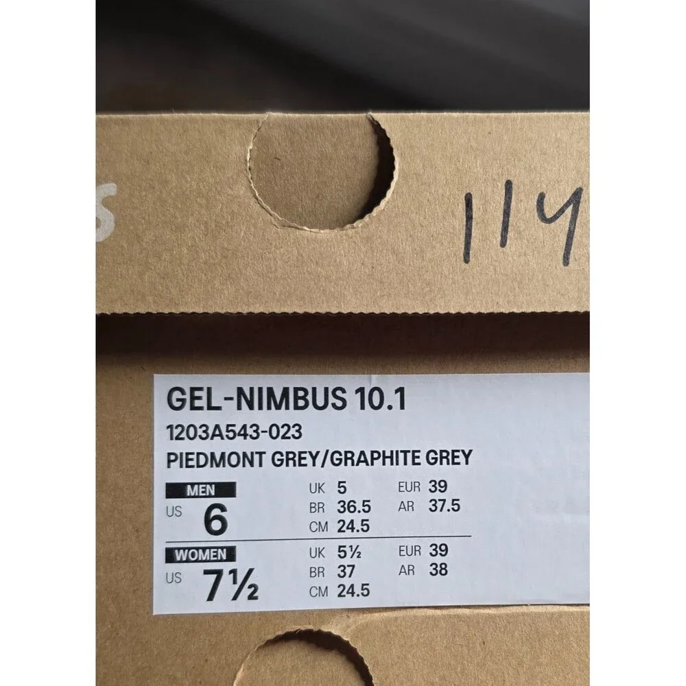 ASICS Gel Nimbus 10.1 Piedmont Graphite Grey Men’s 6 Women’s 7.5 New 1203A543 02